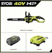 View Ryobi 18�测�� 40V Cordless Chainsaw Kit with Battery & Charger, Green image 2