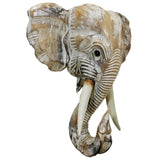 Wooden Elephant Head Wall Decor, Decorative Animal Sculpture Wall Art for Living Room, Bedroom and Home Decoration