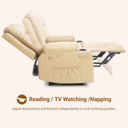 View PU Leather Power Lift Recliner Chair With Massage and Heat, Adjustable Furniture for Back, Legs w/ 3 Positions, Usb Port, Side Pocket (Beige, 27 Seat Width+Cup Holders) image 4