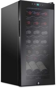 View 18 Bottle Compressor Wine Cooler Refrigerator w/Lock, Large Freestanding Wine Cellar For Red, White, Champagne or Sparkling Wine, 41f-64f Digital Temperature Control Fridge Glass Door Black image 3