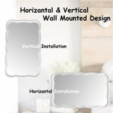 Curved Scallop Wood Frame Accent Mirror, Modern Decorative Wall Mirror for Living Room, Bedroom and Entryway