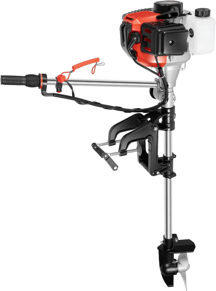 2.3HP 2 Stroke Outboard Motor, 52cc Marine Boat Motor with Air Cooling System, Manual Pull Start for Fishing Boats Water Motor Tools, CDI Ignition