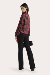 Naya Silk Charmeuse Coral Print Blouse