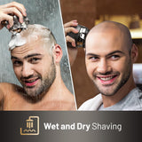 Waterproof Hypoallergenic Head & Face Shaver, Rechargeable Electric Razor for Men’s Scalp and Facial Grooming