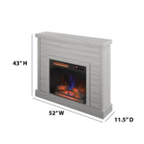 52" Shiplap Wall Fireplace Mantel, Modern Electric Fireplace with 3D Flame Effect Insert for Home Decor