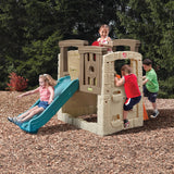Kids Outdoor Playset with Slide & Climbing Wall, Backyard Playground Equipment for Children