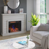 52" Shiplap Wall Fireplace Mantel, Modern Electric Fireplace with 3D Flame Effect Insert for Home Decor