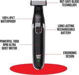 Men's Electric Body Hair Trimmer, Rechargeable Waterproof Cordless Personal Grooming Shaver