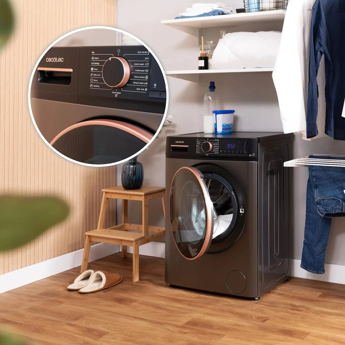 Cecotec Lavadora 10Kg Carga Frontal Bolero DressCode 10610 Inverter Steel A. 1400 RPM, Steam Max, Motor Inverter Plus, 15 Programas, OnSmart, Smooth