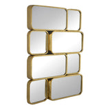 32 Inch Luxury Wall Decor Mirror, 8 Gold Finish Curved Metal Frames