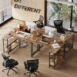 Small L Shaped Computer Desk with Storage Shelves, Compact Corner Workstation for Home Office and Study