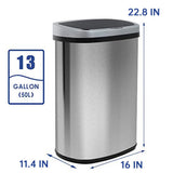 13 Gallon Automatic Kitchen Trash Can with Lid, Touchless Motion Sensor Garbage Bin