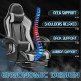 Ergonomic Gaming Chair with Footrest and Massage Support, Reclining Computer Chair for Gaming Room and Home Office