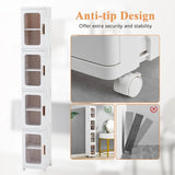 4-Tier Tall Narrow Plastic Storage Cabinet, Slim Vertical Organizer for Bathroom, Bedroom and Home Storage
