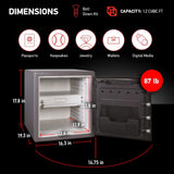1.23 Cu Ft Waterproof and Fireproof Digital Safe Box, Alloy Steel Security Safe for Home and Office