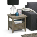 20 Inch Wide Solid Wood Rectangle End Table, Transitional Side Table