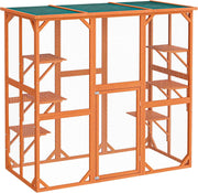 View Wiltec Freilaufgehege Katzen 168 x 82 x 166,5 cm mit 6 Liegeflächen, wetterfestes Katzengehege Garten, Katzenhaus mit Drahtgitter und Bitumen Dach image 2