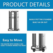 View 2 Set 48,000-BTU Umbrella Patio Propane Heater with Wheels,Stainless Steel Patio Heater,Stainless Steel Floorstanding Liquid Propane Heater Outdoor Patio,Patio Heater Standing Outdoor (Color:Silver) image 4