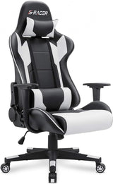 Ergonomic Leather Gaming Chair, High Back Computer Desk and Office Chair for Gaming, Home Office and Work