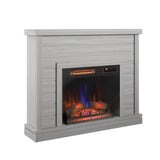 52" Shiplap Wall Fireplace Mantel, Modern Electric Fireplace with 3D Flame Effect Insert for Home Decor