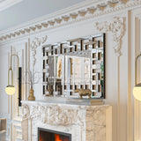 Large Silver Geometric Wall Mirror, Modern Decorative Accent Mirror for Living Room, Bedroom and Entryway