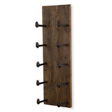 5 Bottle Wood Wall Mounted Wine Rack, Walnut Finish Bottle Holder for Kitchen, Dining Room and Home Bar