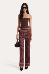 Naya Charmeuse Coral Print Pants