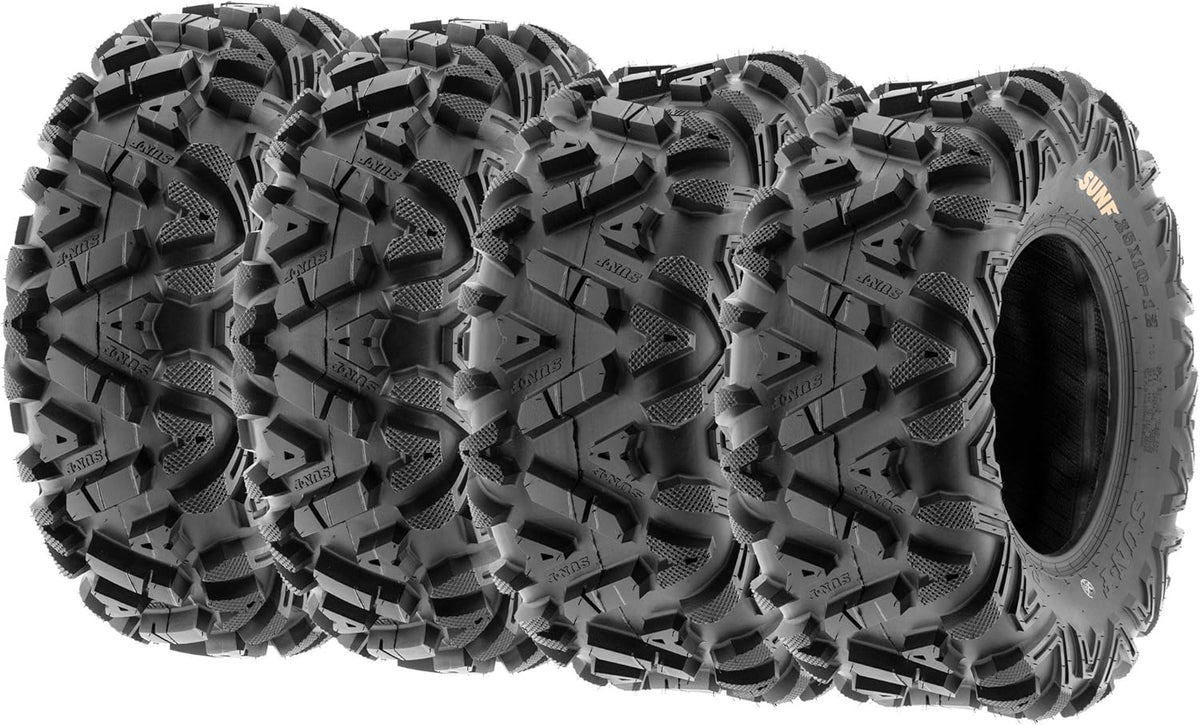 ATV UTV All-Terrain Tires Set of 4, 25X8-12 Front & 25X10-12 Rear Off-Road Replacement Tires