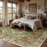 8x10 Washable Floral Medallion Area Rug, Non-Slip Decorative Floor Rug for Living Room, Bedroom and Home