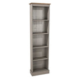 Tall Narrow Wood Bookcase, Slim Freestanding Bookshelf for Small Spaces, Home Office and Living Room