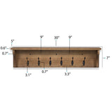 Wood Wall Key Holder with Shelf, Decorative Entryway Mail Organizer with Large Coat Hooks and Storage Rack