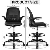 Ergonomic Drafting Chair - Tall Office Chair with Lumbar Support and Adjustable Height