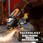 View RIDGID 18V Brushless Cordless 4-1/2 in. Paddle Switch Angle Grinder with (2) 4.0 Ah Batteries, Charger, and Bag R86047B-AC93044SBN image 6