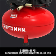 View Craftsman 6 Gallon Pancake Air Compressor, Oil-Free, 150 PSI, Portable with Accessory Kit image 6