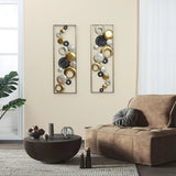 Set of 2 Modern Multi-Color Abstract Metal Wall Decor Panels, Decorative Wall Art for Living Room and Bedroom