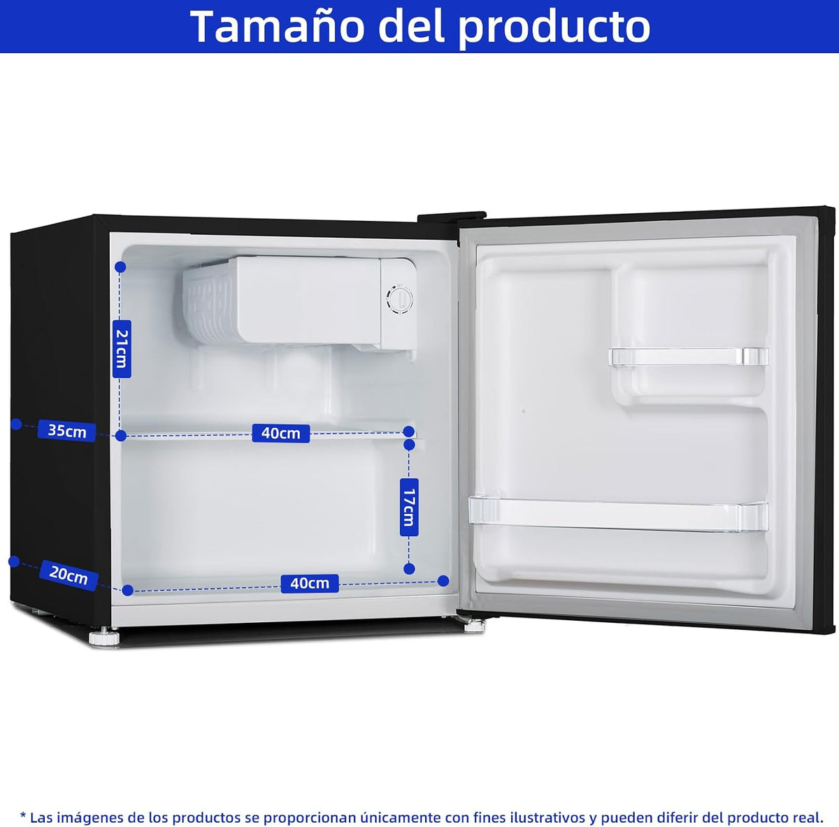 CHIQ Frigorífico Minibar capacidad 46L, Compresor incorporada, Botellero y Compartimiento Congelador, Control de Temperatura regulable, Bajo Nivel de