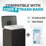 13.2 Gallon Step Trash Can, Hands-Free Kitchen Garbage Bin with Odor Control
