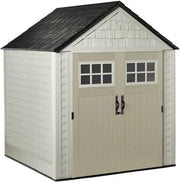 View Rubbermaid Resin Outdoor Storage Shed With Floor (7 x 7 Ft) Weather Resistant Gray Organization for Home/Backyard/Garden Tools/Lawn Mower/Bike Storage/Pool Supplies image 4