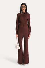 Savannah Satin Jacquard Corset Shirt
