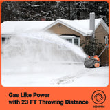 Cordless Snow Shovel with Wheels, 48V | 16-Inch | 4-Ah Brushless Cordless Snow Blower, Battery Snow Blower with Directional Plate & LED Lights (2 * 24V Battery & Dual Quick Charger Included)