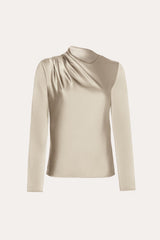 Leah Silk Charmeuse Ruched Long Sleeve Shirt