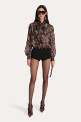 Melani Silk Chiffon Bow Blouse