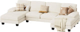 Sectional Couches for Living Room, U Shaped Couch with Chenille Fabric, 4 Seat Modern Sofa with Removable Pillows for Apartment and Small Space (Fabric, Grey)