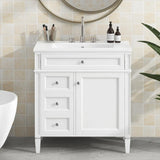 36" Bathroom Vanity with Single Sink Combo, Modern Undermount Bathroom Sink Cabinet with 2 Drawers and a Tip-Out Drawer, Freestanding Bathroom Vanities, Soft Closing, Solid Wood Frame