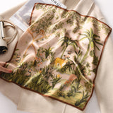 BOFAN 100% Mulberry Silk Printed Square Scarf for Women, 53 × 53 cm