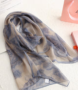 BOFAN 100% Mulberry Silk Botanical Print Long Scarf for Women, 53 × 175 cm