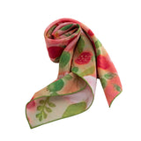 BOFAN 100% Mulberry Silk Floral Print Square Scarf for Women, 63 × 63 cm