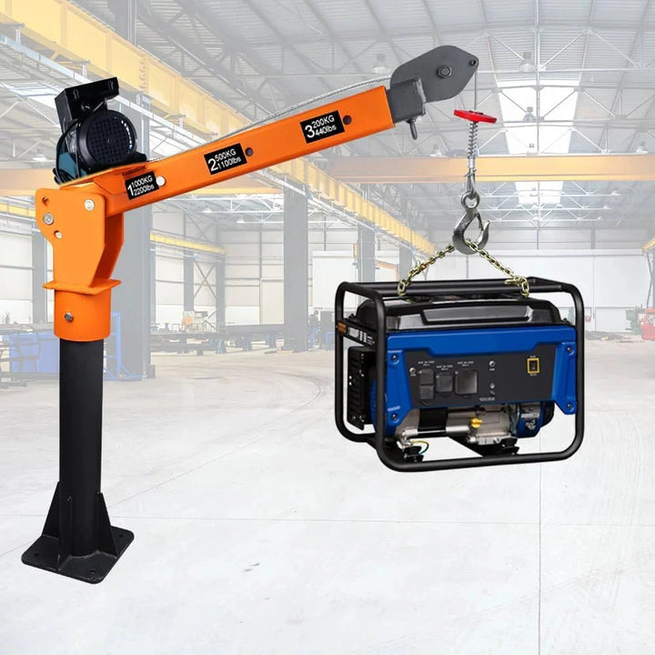 1100lb Folding Dismountable Household Hoist Truck Crane with Electric Hoist (110V) – 880lb Pulling Force, Jib Cranes for Factory, Warehouse,