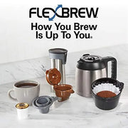 View Hamilton Beach FlexBrew Thermal Coffee Maker, Single Serve & Full Pot, Compatible with K-Cup Pods or Grounds, Programmable, Black and Stainless (49966) image 4