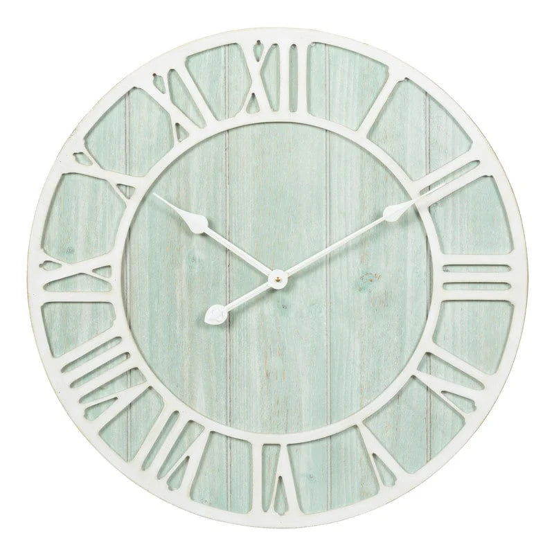 Green Blue Quartz Coastal Wall Clock, Decorative Nautical Wall Clock for Living Room, Bedroom and Home Decor